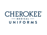 Cherokee Medical Uniforms logo featuring "Cherokee Medical Uniforms" in dark blue capital letters on a white background, representing quality Cherokee uniforms.