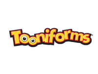 The word "Tooniforms" in bold, playful yellow and orange letters with cartoon eyes replacing the O's, set against a white background.